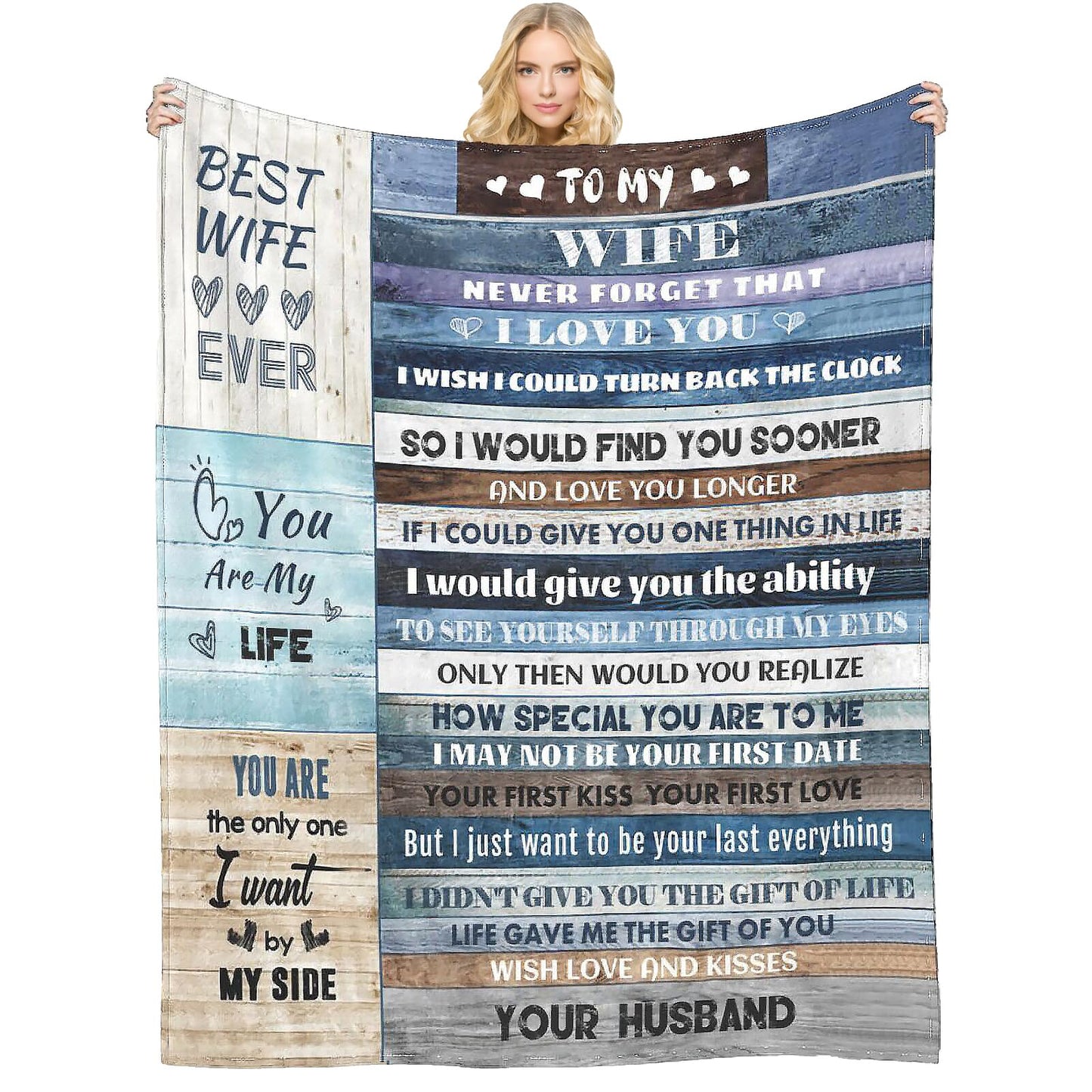 Gifts for Wife, Anniversary Birthday Gifts for Wife, Blanket to Wife from Husband, Presents for Mother's Day,Christmas, Valentine's Day, Soft Flannel Throw Blanket Bed Wife Blanket Gift(50x60)