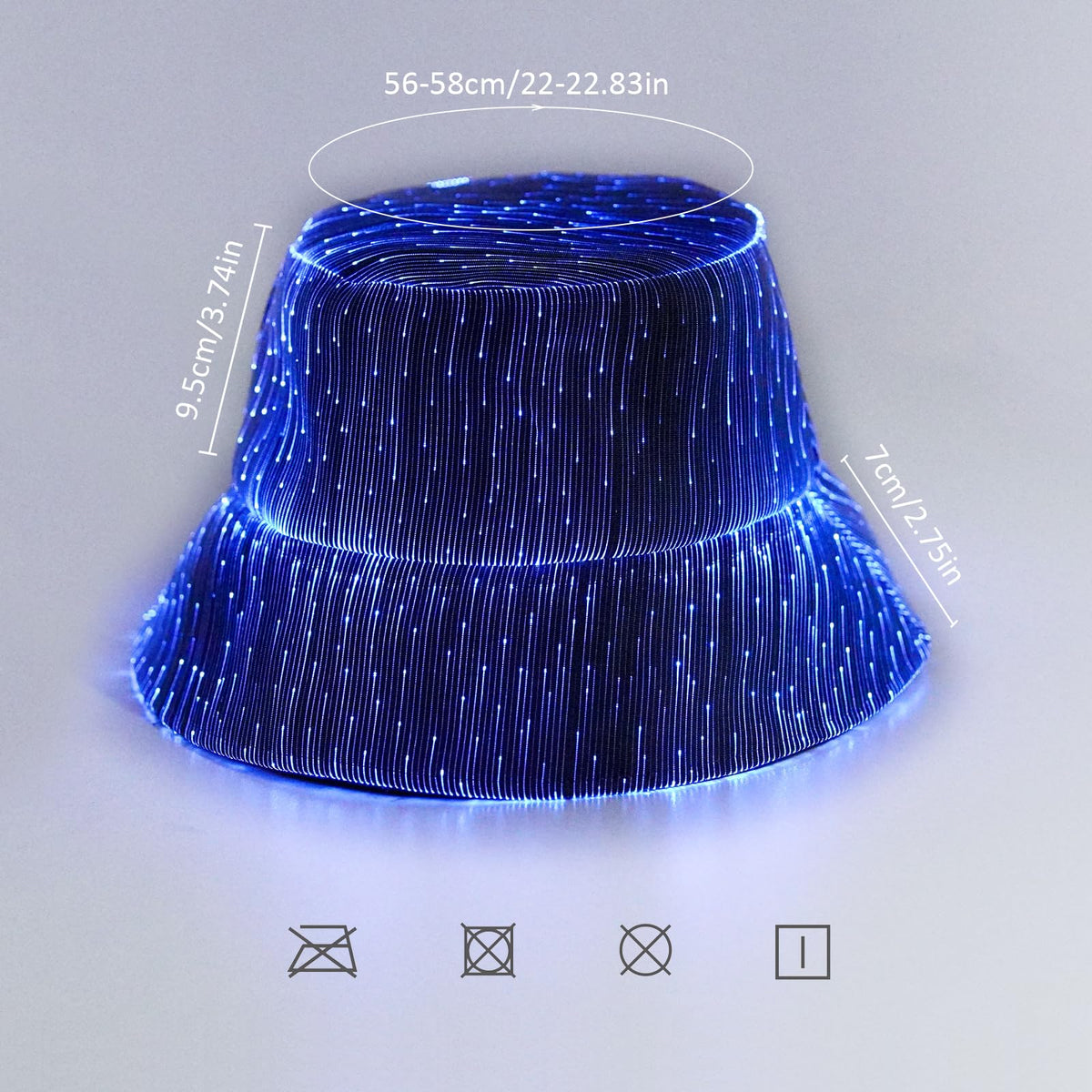 lumisonata LED Bucket Hat, Rave Bucket Hat 7 Colors, Light up Hat Rave Accessory, Neon Flashing Festival Gear, Futuristic Crazy Hats for Men and Women Party Hats