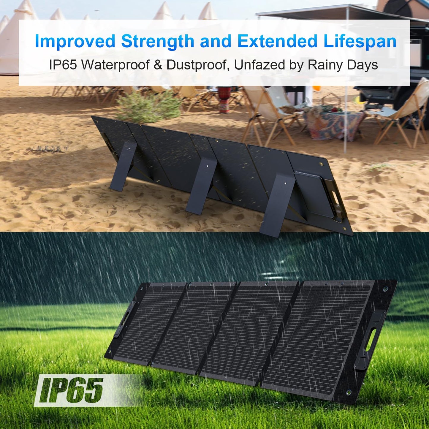 Junbpaw 210W Portable Solar Panel, Waterproof Foldable Solar Panel Power Backup, Solar Charger for Power Station RV Camping Off Grid