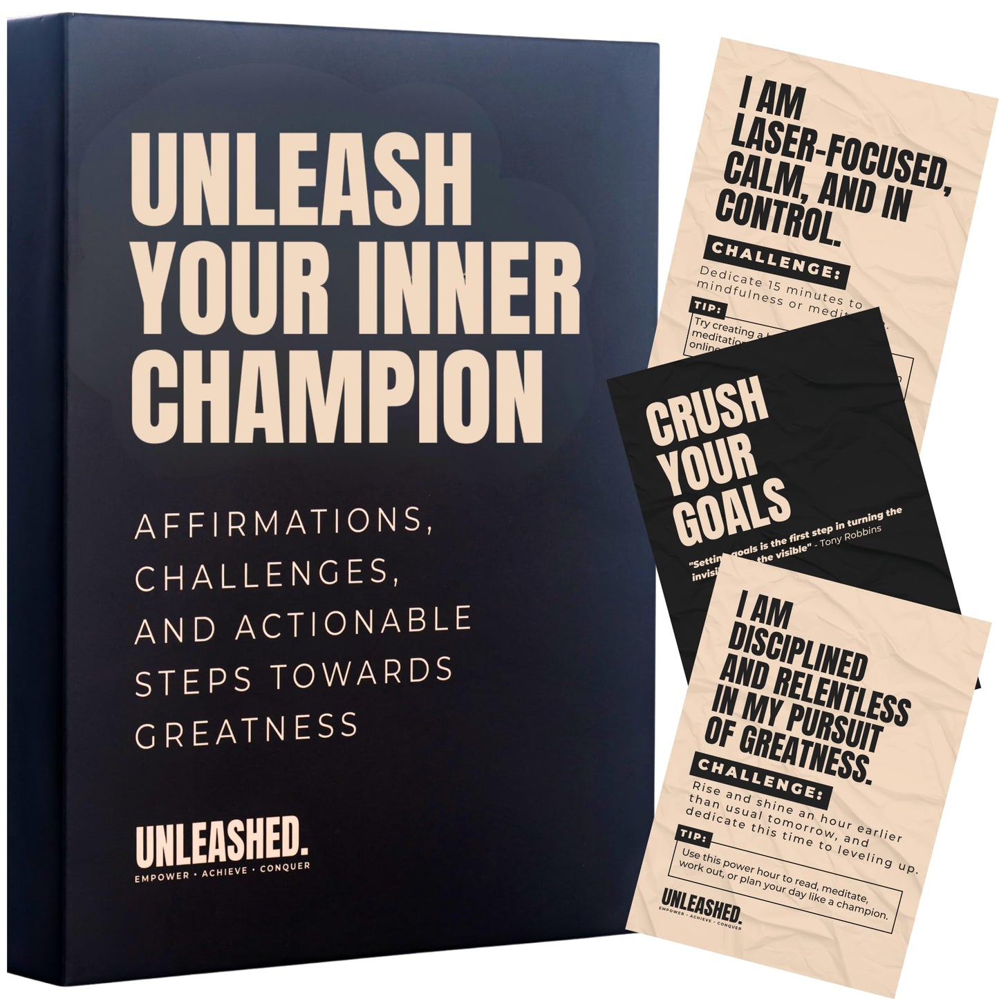 Daily Affirmation Cards to Build Confidence, Discipline & Success - Empowering Affirmations, Growth Challenges & Practical Tips for Achieving Your Goals | Motivational Gift for Driven Men and Women