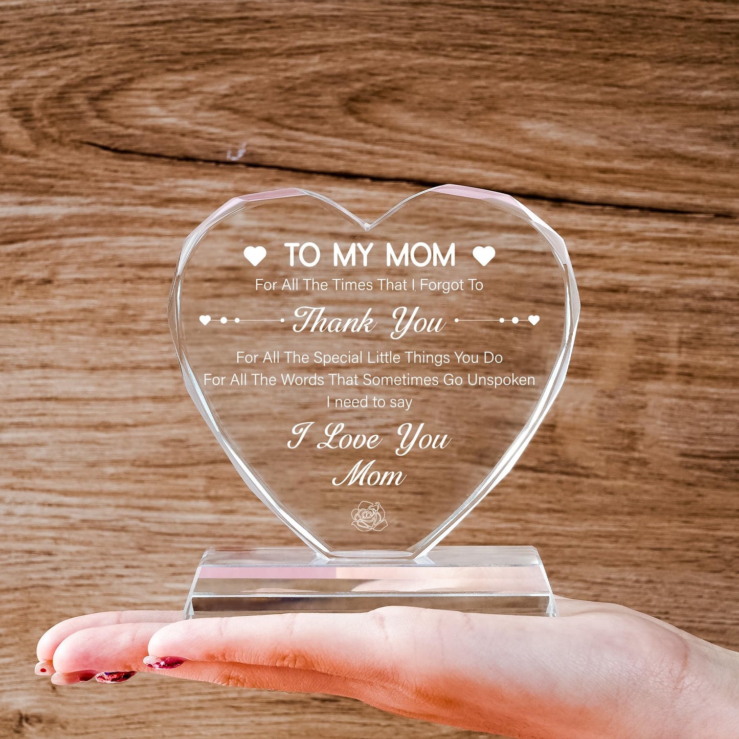 TIKTREE Birthday Gifts for Mom, Mother's Day Gifts from Daughters Sons, Mom Gifts K9 Crystal Keepsake for Mom' Birthday, Thanksgiving, Christmas.