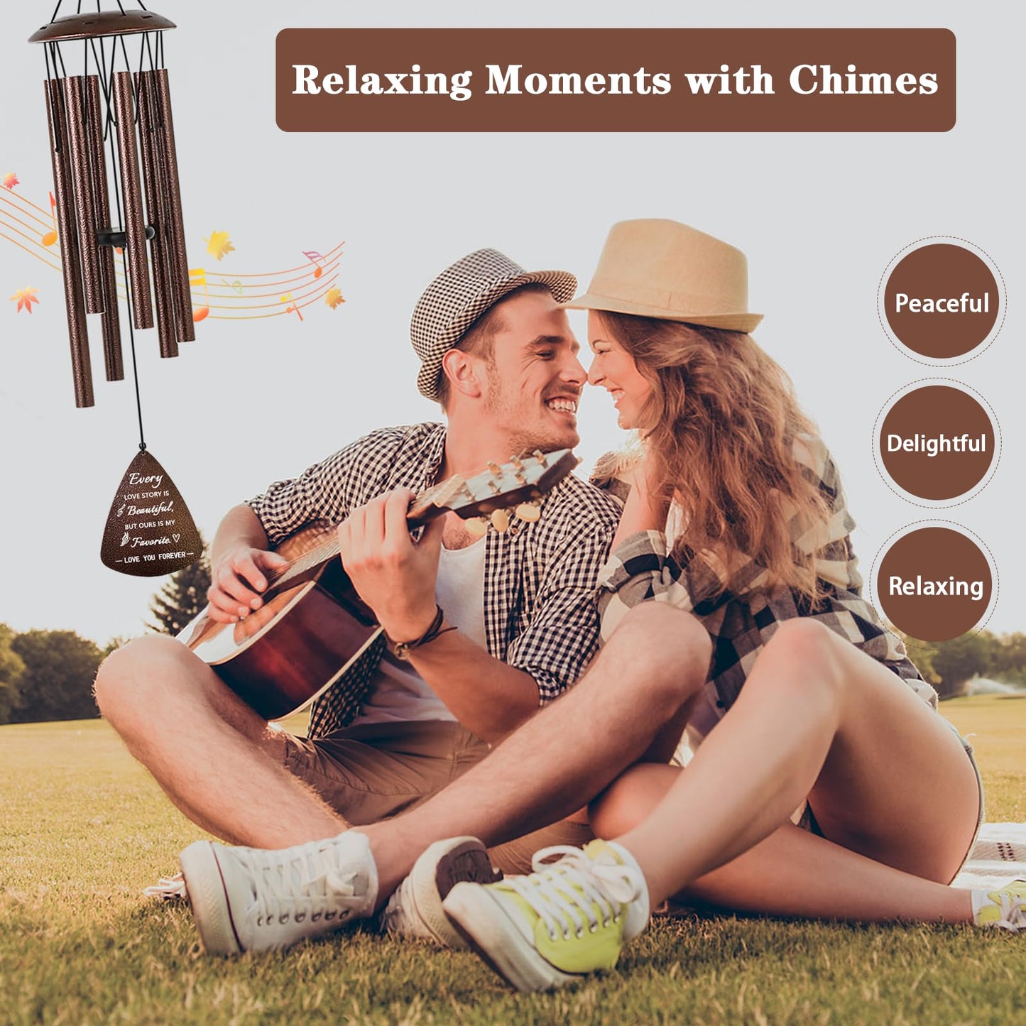 Mr & Mrs Anniversary Wind Chimes - Romantic Keepsake Gifts for Couples & Parents