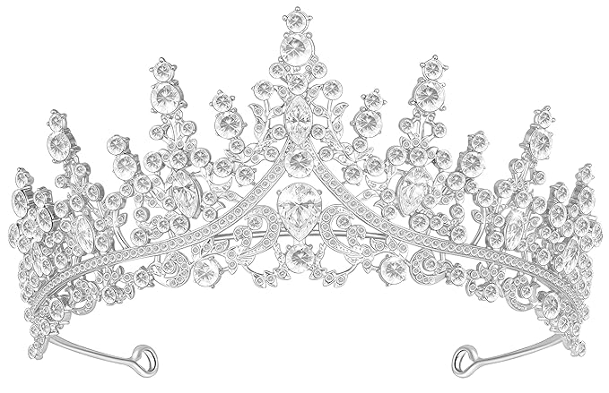 Queenship Tiara Crown for Women, Queen Tiara for Birthday Prom Bridal Party Custome Silver