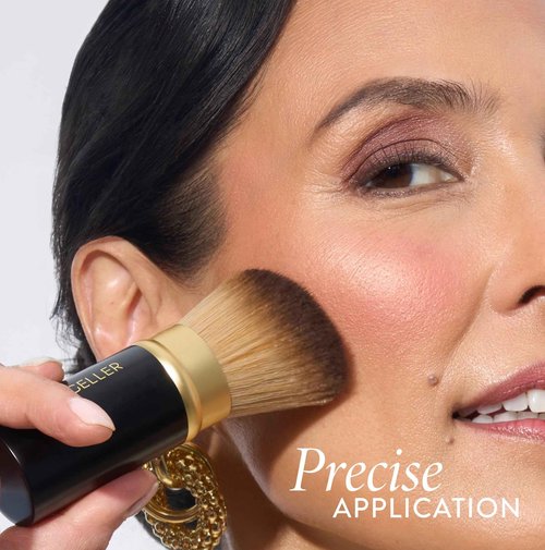 LAURA GELLER Own Your Age Kit: Best of the Best Palette and Jelly Balm Tinted Lip Color, In the Buff and Retractable Angled Kabuki Brush