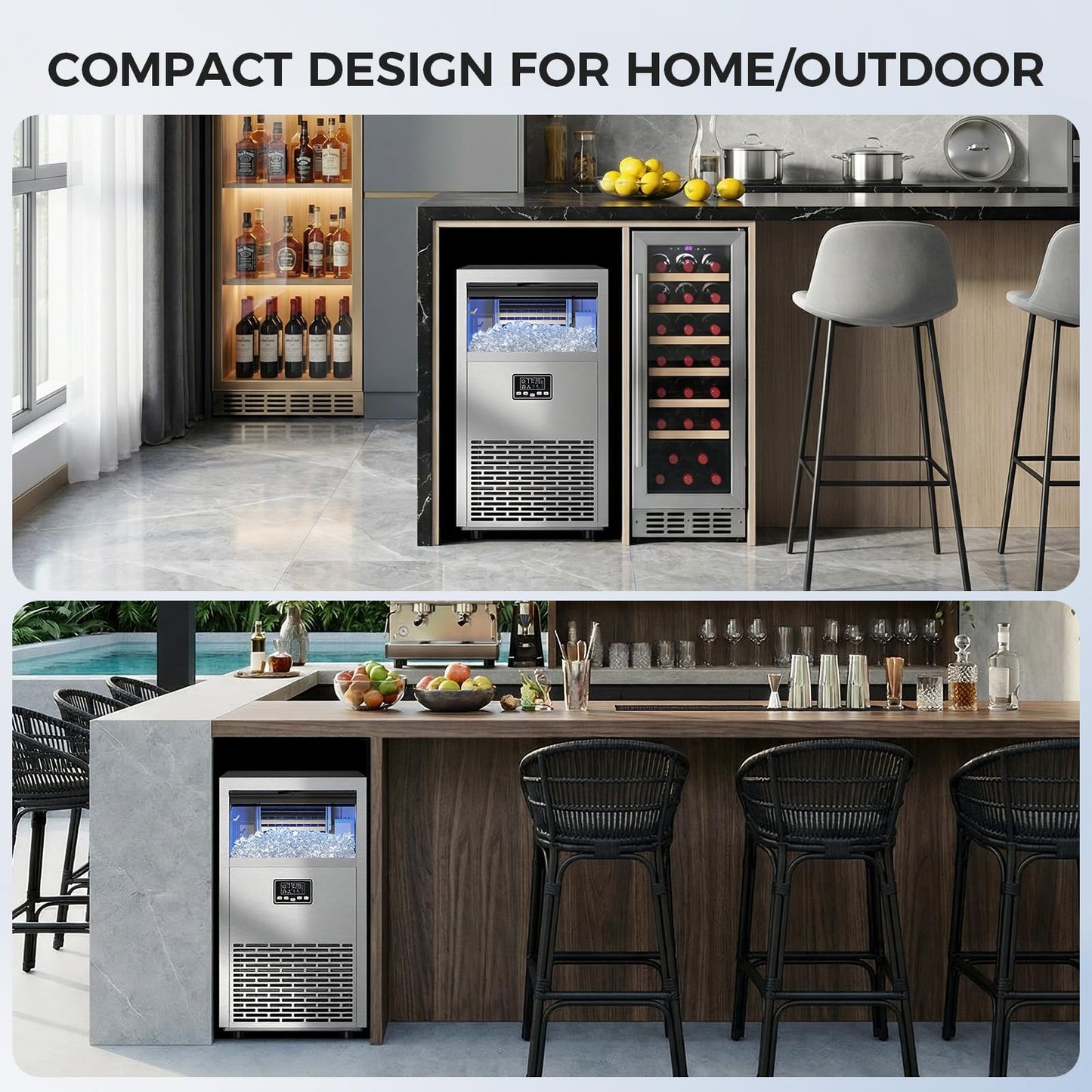 Electactic Commercial Ice Maker Machine,100lbs/24H Stainless Steel Ice Machine,29lbs Storage, Auto Self-Cleaning Freestanding Ice Maker, Ice Machine Freestanding for Bar/Cafe/Restaurant-Silver
