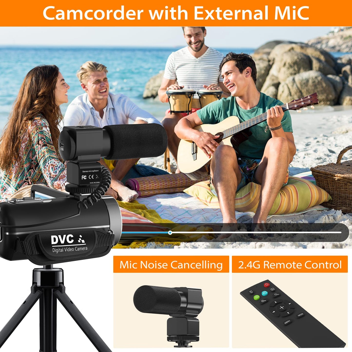 Muraux 6K Video Camera Camcorder Vloging Camera For Youtube 18X Digital Zoom 3.0 Touch Screen Wifi Camera With Microphone, 2.4G