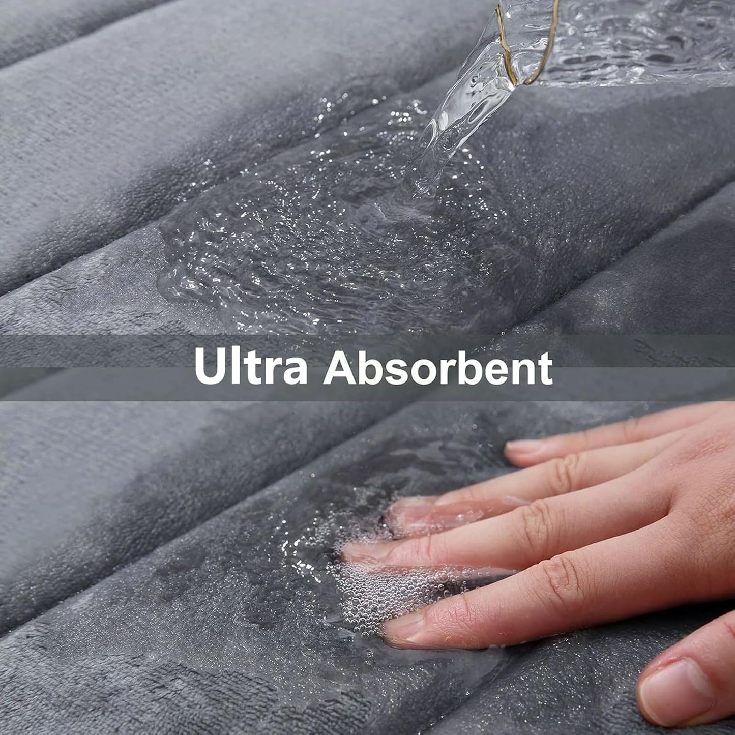 Buganda Memory Foam Bath Mat, 59" x 17", Ultra Soft and Non-Slip Bathroom Rugs, Water Absorbent and Machine Washable Bath Rug Runner for Bathroom, Shower, and Tub, Dark Grey