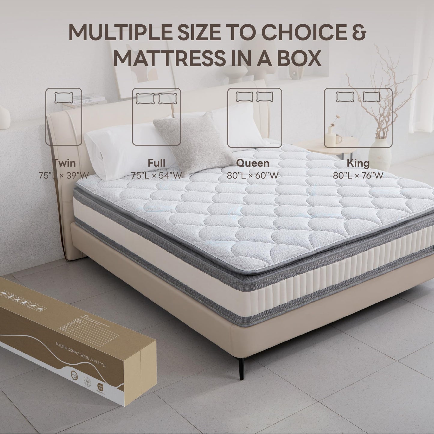 LIKIMIO Queen Mattress, 10 Inch Gel Memory Foam Mattress Zoned Pressure Relief with Medium Firm, Bed in a Box Individual Pocket Springs for Motion Isolation, SG Made, CertiPUR-US Certified
