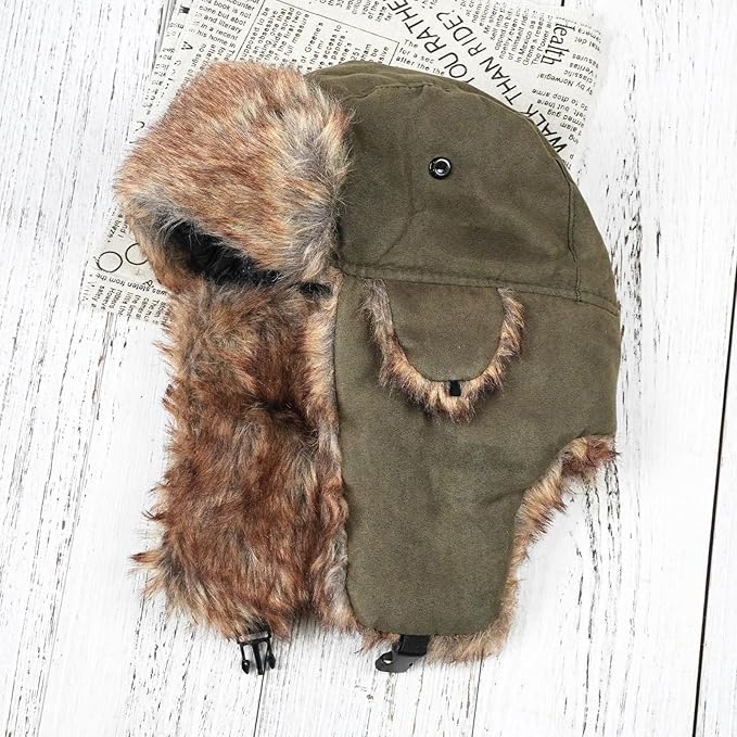 ONWAY Trapper Hat Winter Hats for Women Men with Faux Fur Ear Flaps