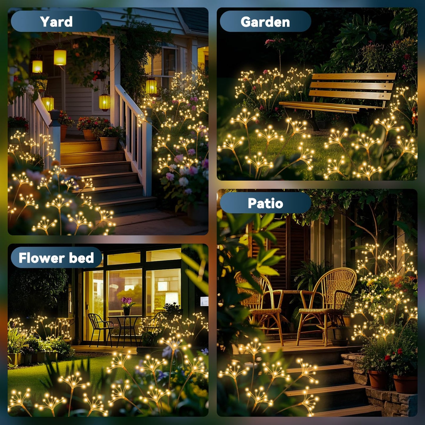 Solar Garden Lights 6 Pack Waterproof Solar Swaying Starburst Light Outdoor Lights for Yard Patio Walkway Pathway Party Wedding Christmas Decorative, Warm White