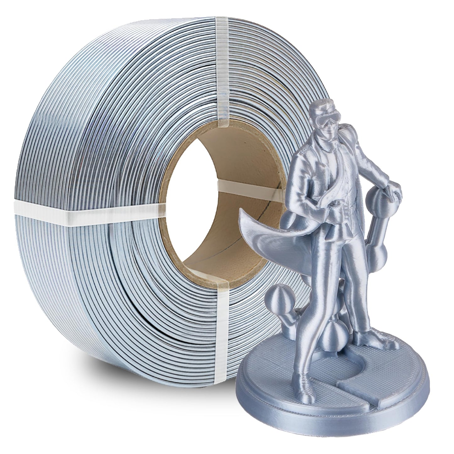 Polymaker Panchroma Refill Spool Silk Silver PLA 3D Printing Filament Refill, Compatible with All Reusable Spools and All Major