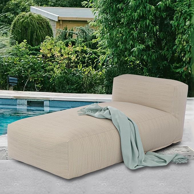 OPEAK Patio Furniture Chaise Lounge Chair Outdoor Reclining Chair Garden Pool Lounge Chairs for Outside Sunbathing Recliners Outdoor Bed Beach Chaise Lounge Chair Sunbed (Light Orange, 70'' Length)