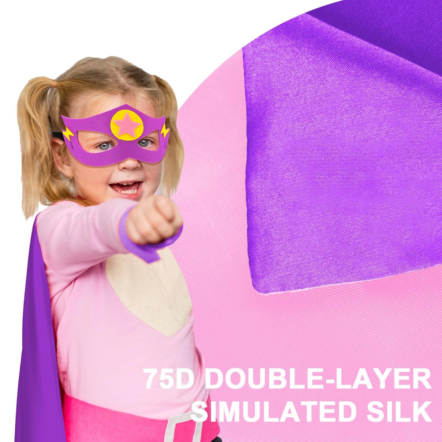 iROLEWIN Kids-Superhero-Cape and Mask for Boys-Girls Super Hero Dress-up Costumes as Children Birthday Party Gifts Favors