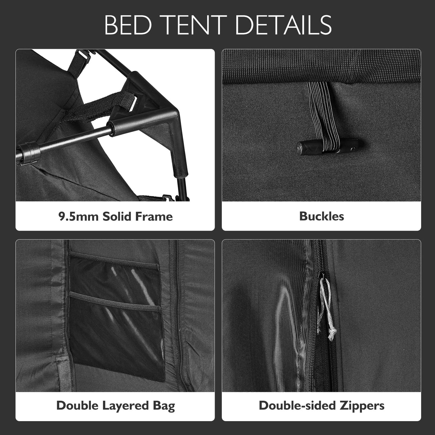 BORNA Bed Tent Bed Canopy Bunk Twin Size for Adult and Kids,Portable Sleeping Tents Dream Tents Indoor for Kids and Adult, Breathable Privacy Space on Bed with Three Doors (Mattress Not Included)