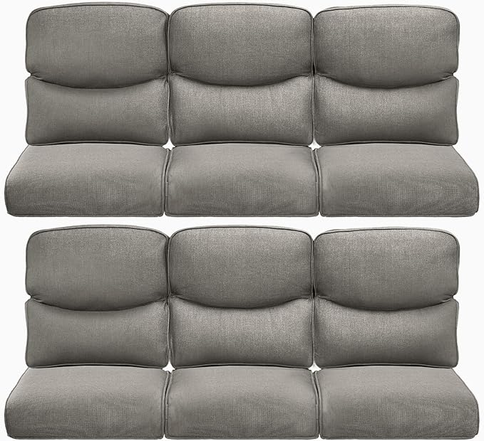 ACTREST Pop 22x25/22x24 Outdoor Furniture Cushions Set of 6 - Comfortable Patio Chair Cushion for Rattan Wicker Dining Rocking Swivel Chairs Loveseat Couch L-Shape Sectional Sofa - Grey/Smile
