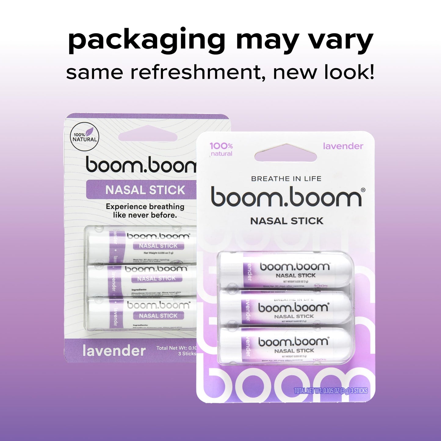 BoomBoom Nasal Stick | Vapor Flow Technology | Cool Refreshing Sensation | Natural Mood Boost | Simple Ingredients | Essential Oils + Menthol Inhaler (Lavender)