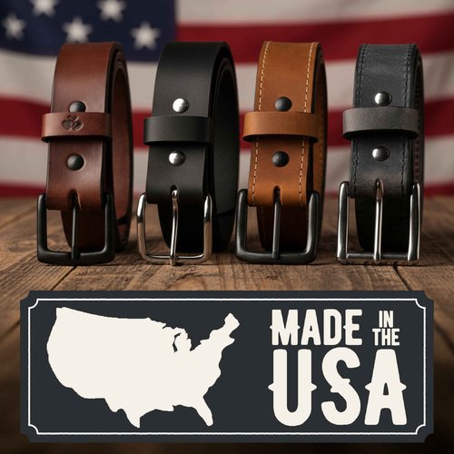 Main Street Forge American Made Mens Work Belt | Leather Belts for Men | Black Belt Men 48