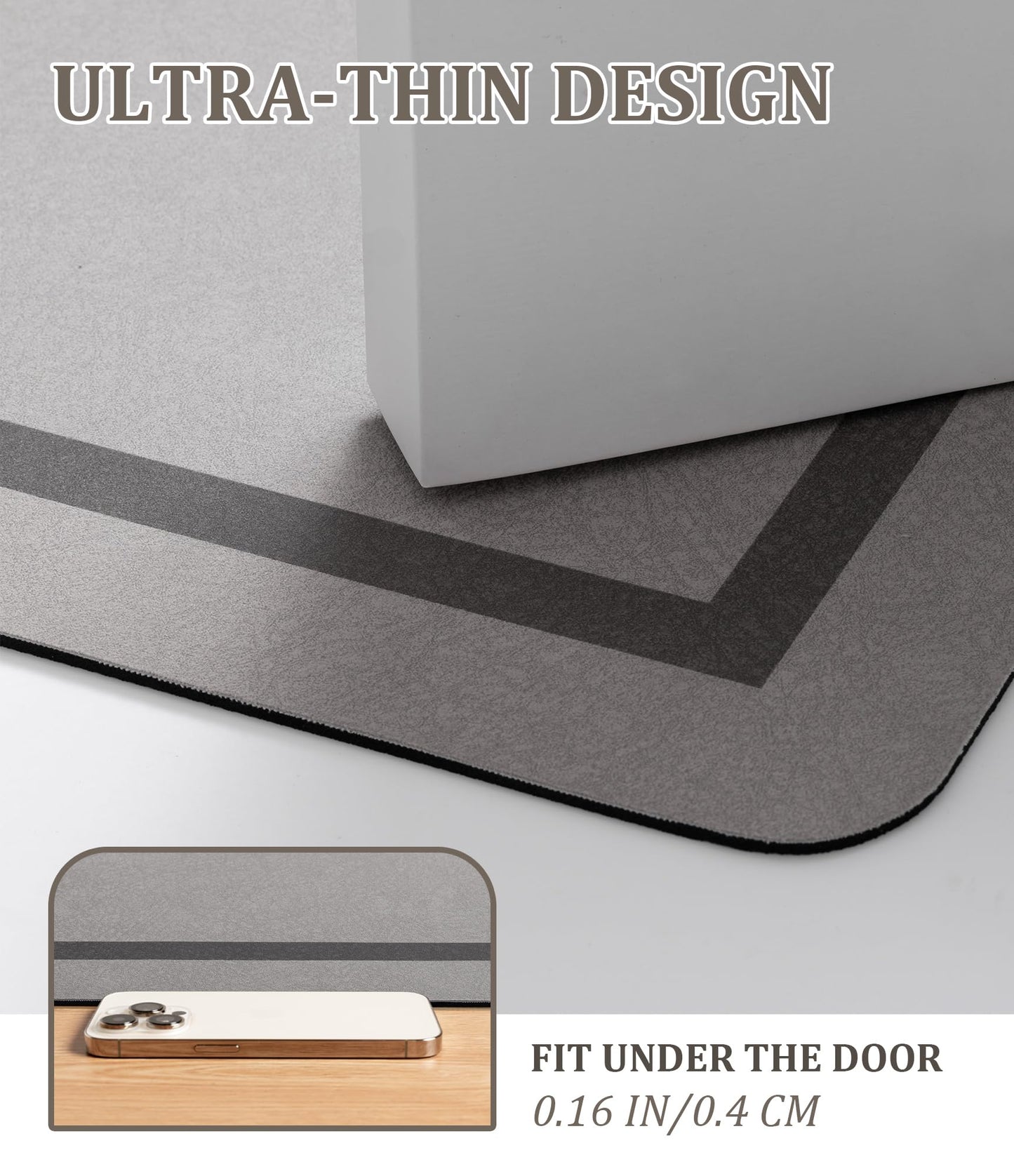 chakme Bathroom Mat Rugs 24x16, Ultra Thin Magic Mat Bath Rug Non Slip Bath Rugs Quick Dry Absorbent Bath Mats for Bathroom Floor, (Grey, 24"x16")