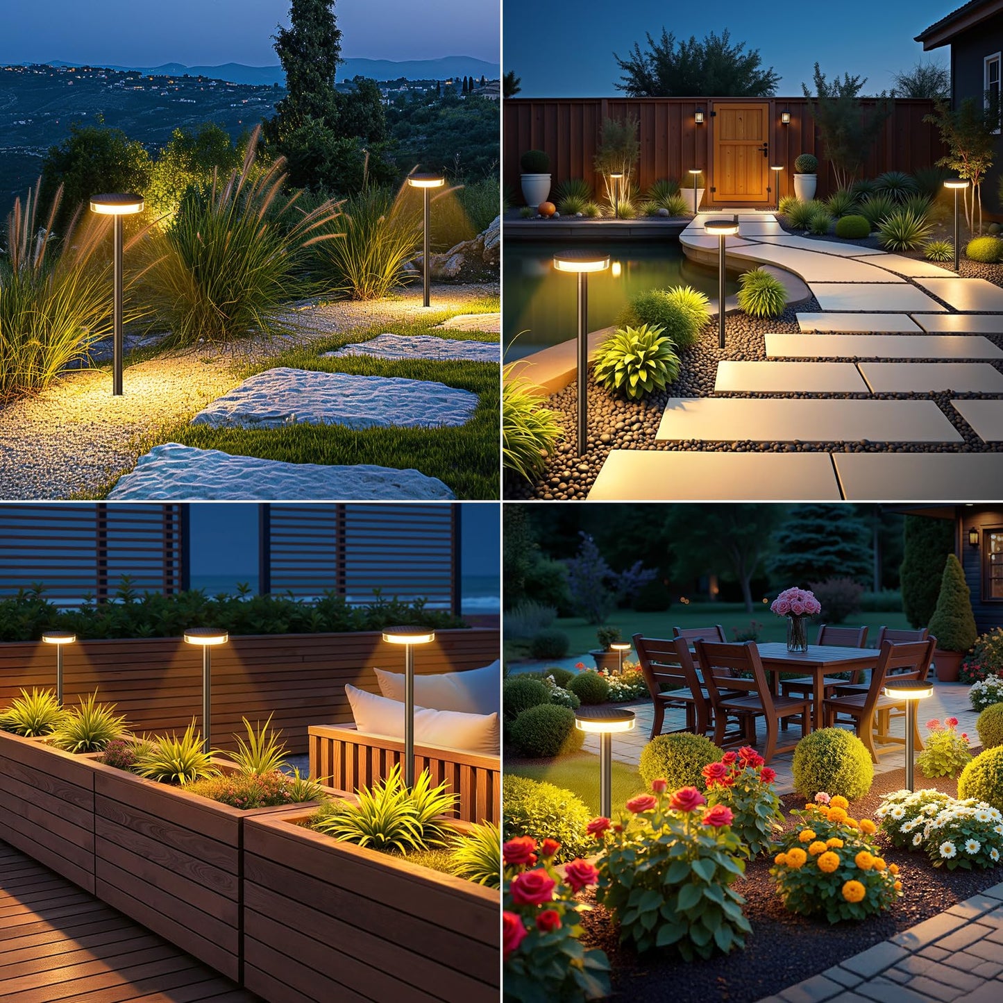 LETMY Solar Pathway Lights Outdoor, 6 Pack 2X Brighter Solar Lights Outdoor Waterproof, Taller Pathway Light with Larger Panel, Auto On/Off Up to 12Hrs Driveway Light for Yard Outside Patio Path Lawn