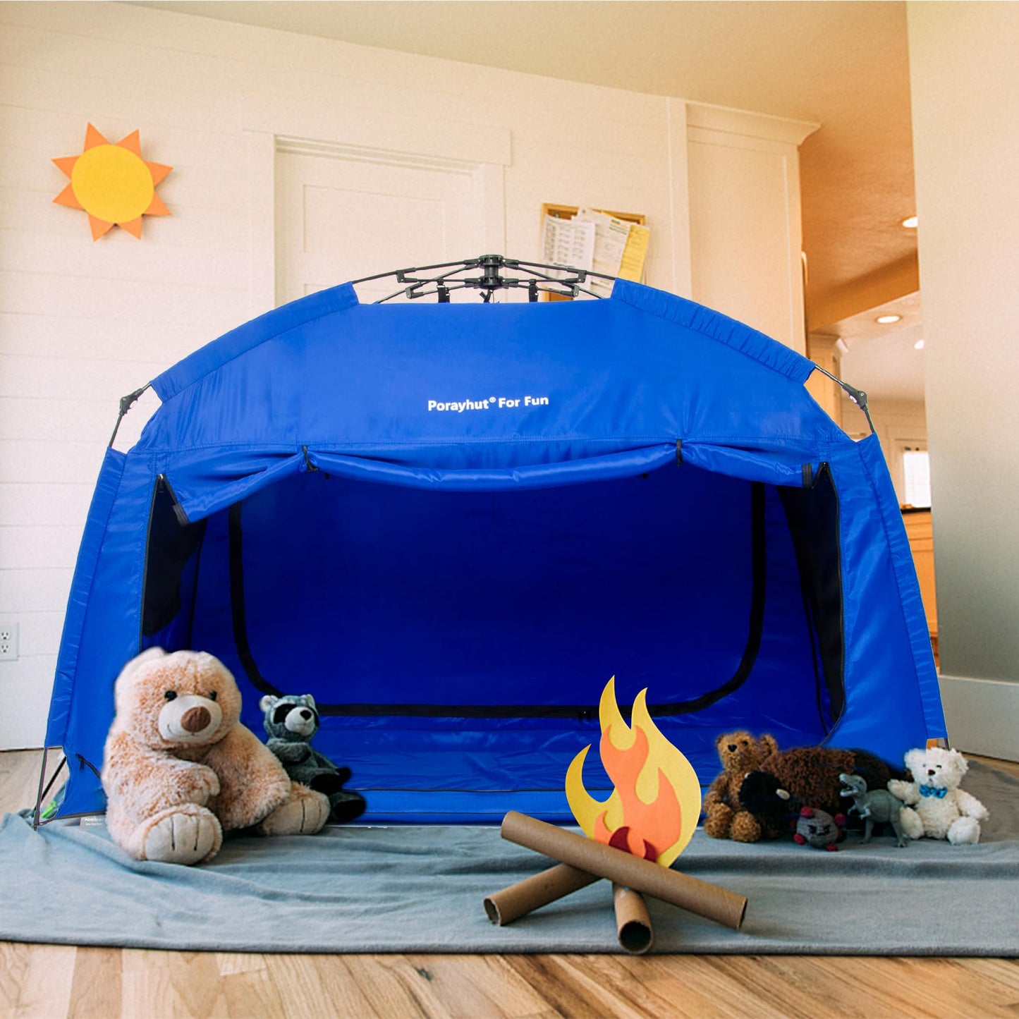 Indoor Instant Privacy Bed Tent for Sleeping,Quick Set-up Bed Canopies,Portable Bed Drapes with Large Space and 3 Doors (Blue, Full)