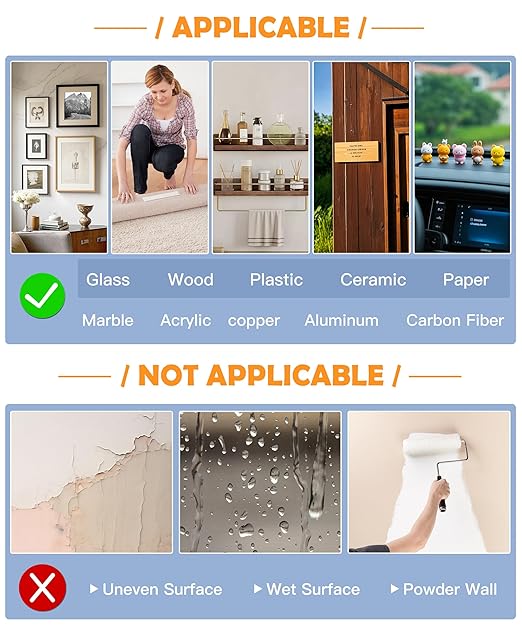 2 Rolls Double Sided Tape Heavy Duty - Removable Mounting Tape for Poster Carpet Picture Hanging Strip Rug Wall Outdoor - Clear & Strong Nano Tape Adhesive Multipurpose