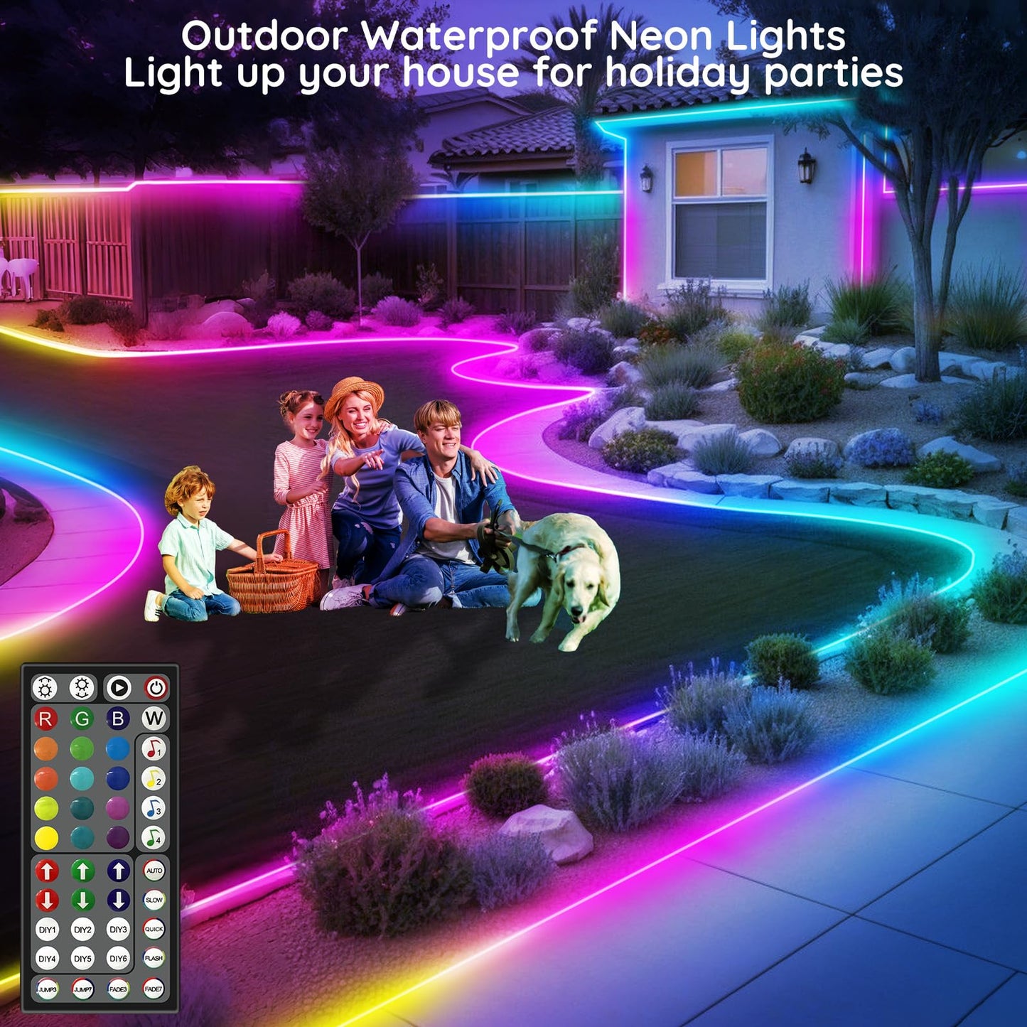 150Ft Led Rope Lights, Flexible Neon Lights Control with App/Remote, Multiple Modes, IP65 Outdoor RGB Waterproof, Music Sync Gaming Light Strip for Bedroom Decor