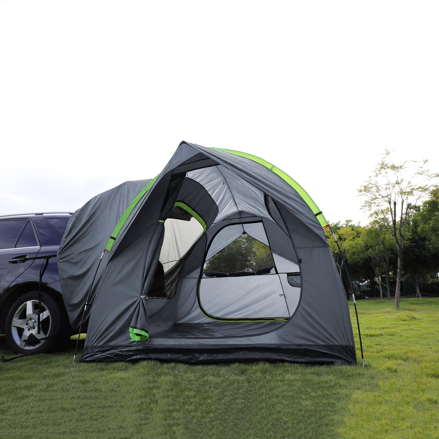 HREFUEU SUV Tailgate Tent for Camping with Rainfly, 3-6 Person Outdoor car Tent, 8'x8'x7.1'(H), Waterproof 3000MM UPF 50+, Easy Set Up, Portable Storage Bag, Any Size SUV/MPV/CUV/Jeep
