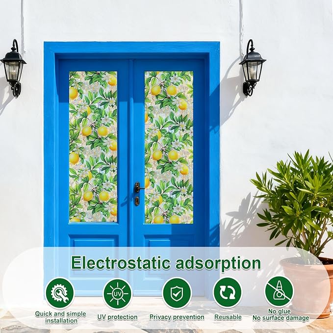 Window Privacy Film Home Room Bathroom Spring Decor Car Decorations One Way Privacy Window Clings Decals Tint Door Cover Rainbow Renter Friendly Stickers Static Cling Stained Glass Windows