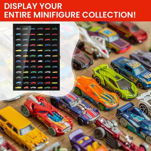 TJ.MOREE Model Car Display Case 1/64 Scale Diecast Wall-Mounted for Mini Toys and Small Wheels, Black - 12 Tier