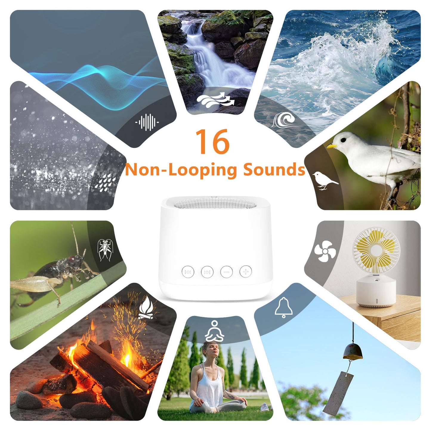 Portable Sound Machine for Sleep, White Noise Sound Machine for Travel with Night Light, Long-Lasting Power Mini Noise Machine with 16 Soothing Sounds,Memory,Timer for Adults Baby Office Privacy,Hotel