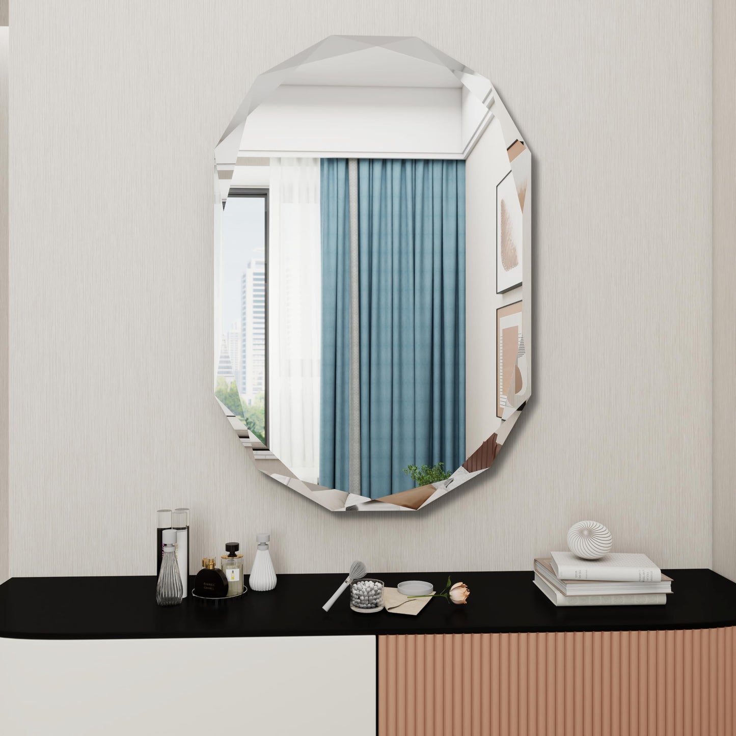 Beveled Bathroom Mirror, 30X42 Inch Single Beveled Edge Frameless, Beveled Edge Mirror，for Living Room Bedroom Entryway Mantel Hallway Decoration, Hang Horizontally or Vertically (30 * 42inch)