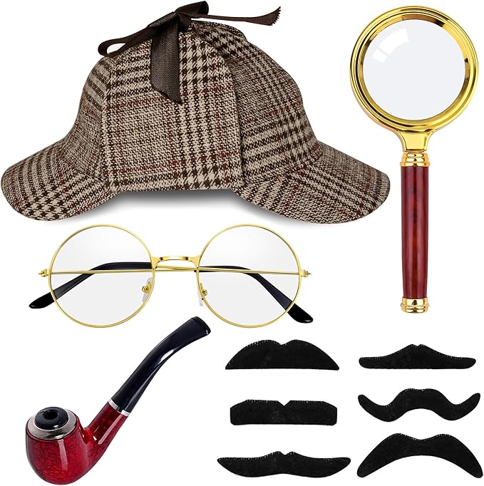 Horolam Detective Costume Accessories Set, Detective Outfit Accessories for Adults Men Women with Detective Hat for Dress Up