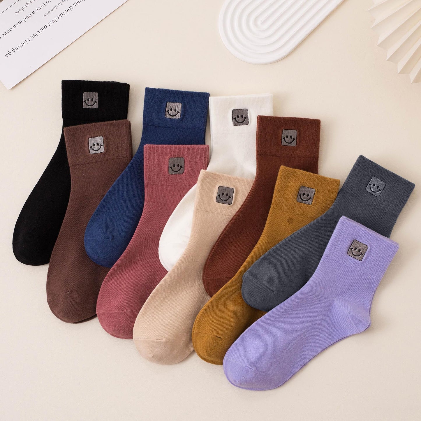 HUGSWEET Thin Soft Cotton Crew Socks for Women Ankle above Bootie Socks Gifts for Women 5 Pairs
