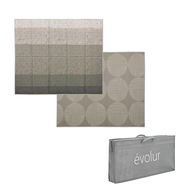 Evolur CozyCush Reversible Non-Toxic Baby Kids Playmat || Foldable Large Thick Foam Crawling Playmats for Toddlers|Waterpr...