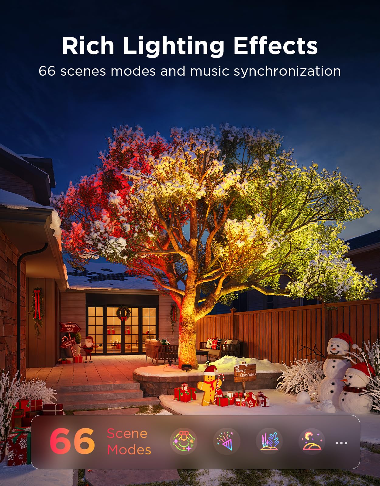 Govee Outdoor Tree Lights 3-Pack, RGBWIC LED Landscape Lighting, IP67 Waterproof, Outdoor Lights for Yard Patio Garden, 66 Scene Modes with App Control, Works with Alexa, Google Assistant, Matter