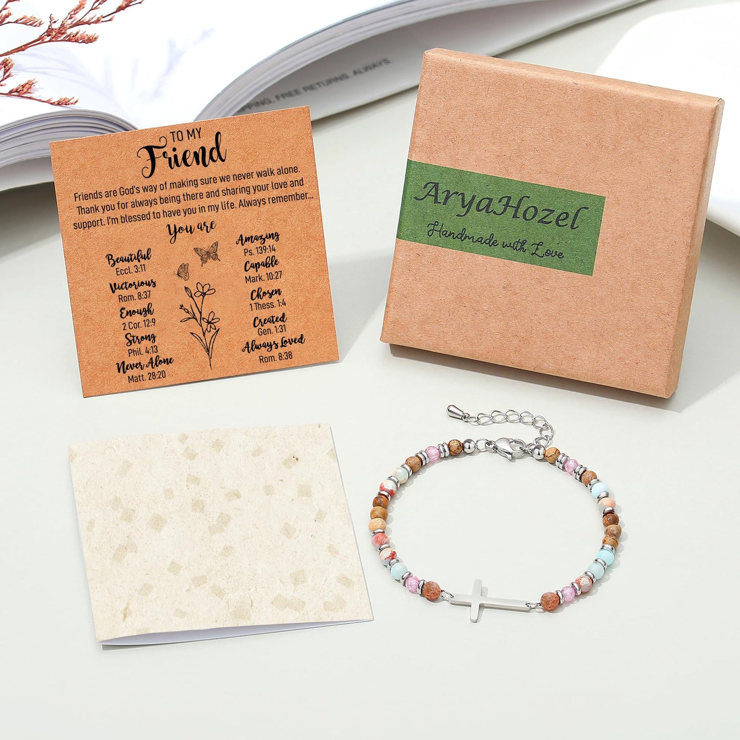 AryaHozel Friendship Bracelets for Women, Cross Bracelet, Best Friend Friendship Gifts for Women, Best Friend Birthday Gifts for Woman Friends Bff Bestie Female Christmas Valentines Christian Jewelry