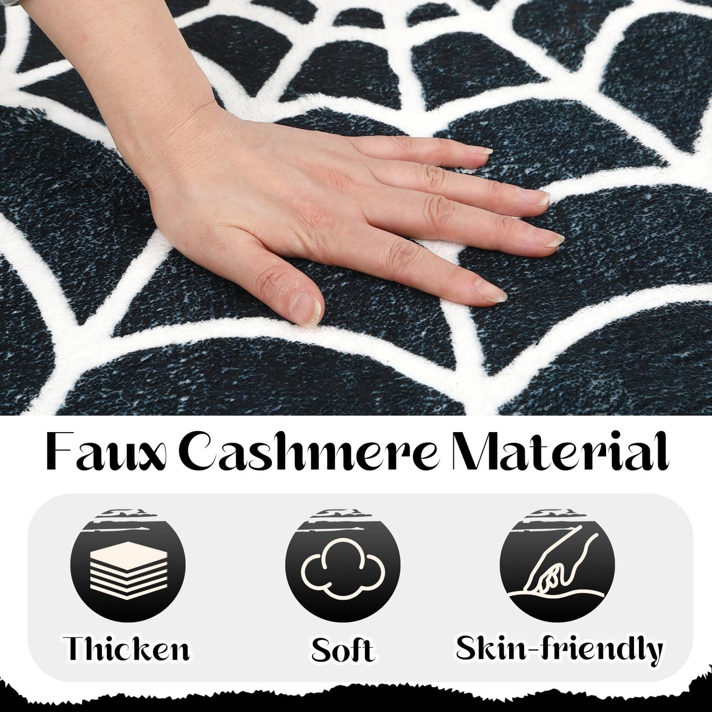 kaiolbly Halloween Spider Web Bath Mat 18 x 28 Inch Black Halloween Bathroom Rug Halloween Bath Mat Shower Rug Non Slip for Home Kitchen Bathmat Doormat Decor
