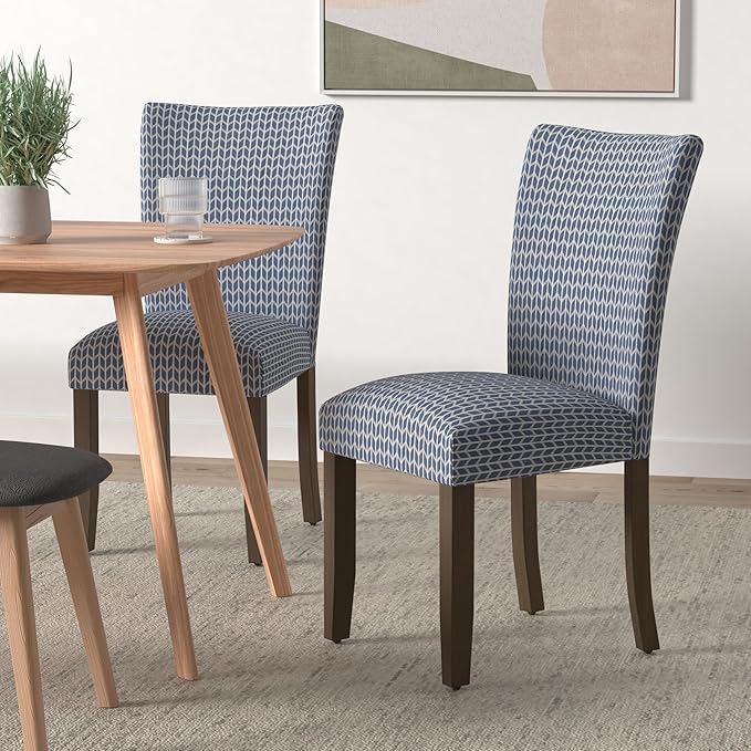 HomePop Classic Parsons Dining Chair - Blue Geometric (Set of 2)
