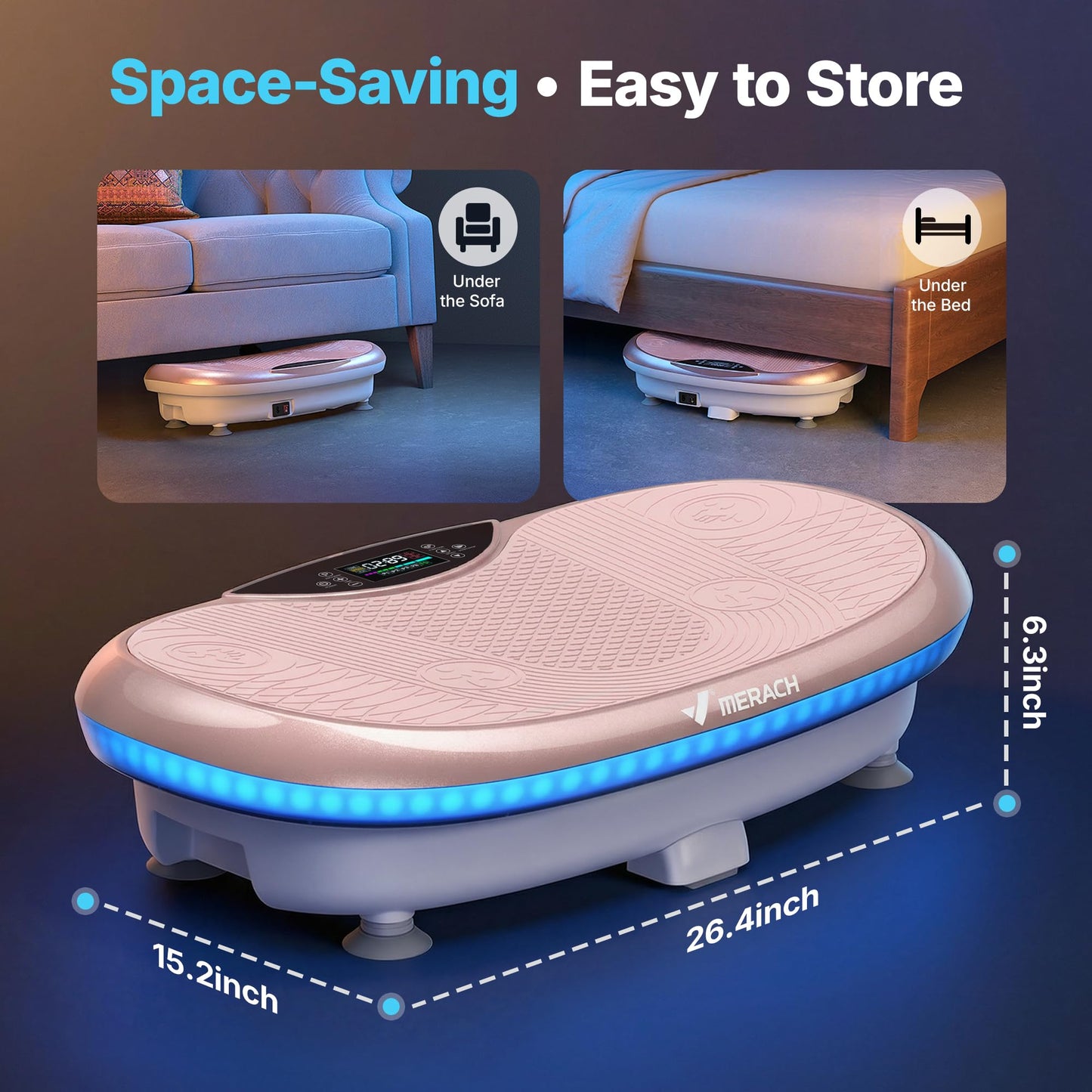 MERACH Vibration Plate Exercise Machine, 4D Whole Body Workout Vibrating Platform for Lymphatic Drainage Weight Loss Muscle Activation, Home Fitness Equipment with Bluetooth Light Pull Cord