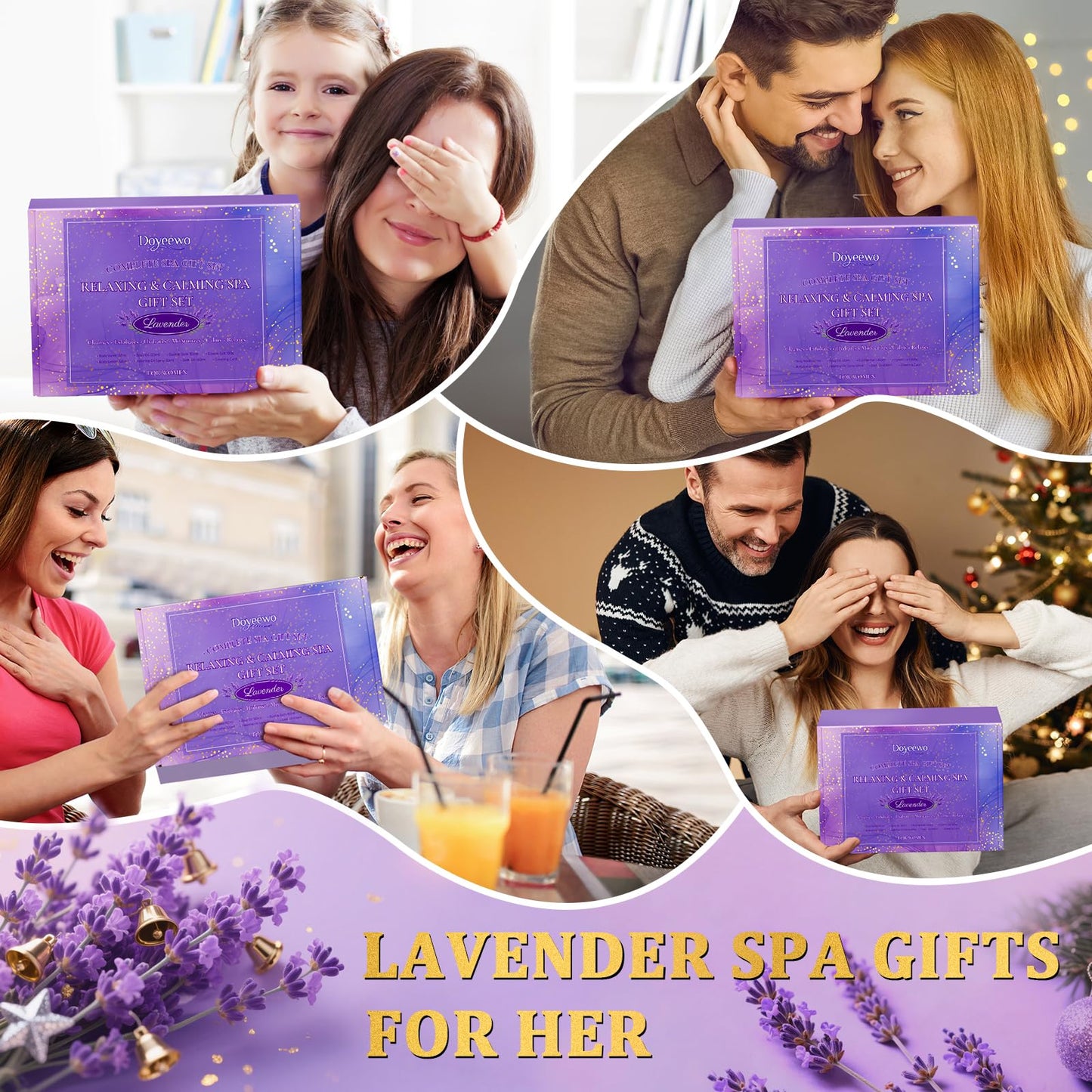 Spa Gifts for Women,Stress Relief Relax Lavender Bath Set,Christmas Stocking Stuffers Gifts for Women Mom Wife Sister Teen Best Friend,Self Care Birthday Valentines Secret Santa Bridesmaid Shower Gift