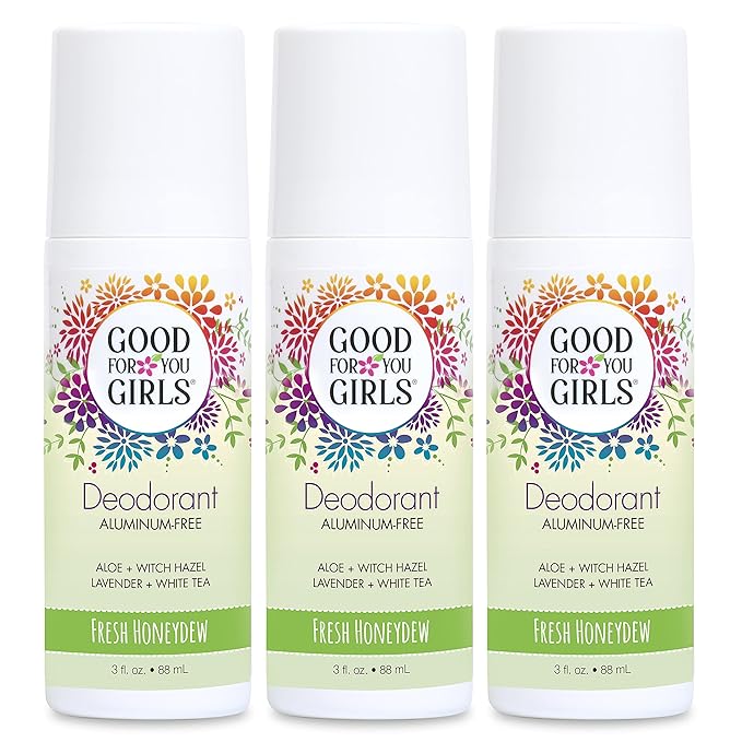 Good For You Girls Aluminum-Free, Natural Deodorant for Kids, Pre teens, Teens, Safe & Effective Odor Control, Clear Roll-On, Natural Fragrance, Vegan, Made in USA | Fresh Honeydew, 3 oz (Pack of 3)