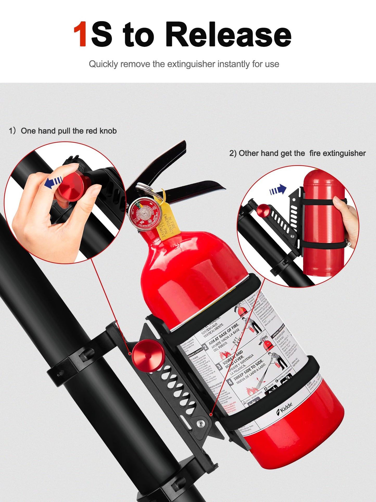 ZIDIYORUO 2PCS UTV Fire Extinguisher Mount Kits, Quick Release Roll Bar Fire Extinguisher Holder Fit for 1.75"-2" Roll Cage, Compatible with Polaris RZR/ Maverick Can Am X3/Kawasaki/Talon Pioneer