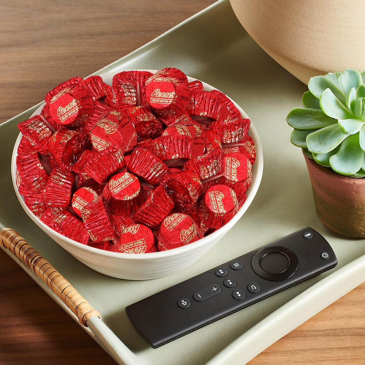 Bulk Milk Chocolate Peanut Butter Cups Miniatures 1 Pound - Individually Wrapped Chocolate Candy In Red Foil for Parties, Gift Bags, and Candy Buffets - Approx 55 Pieces