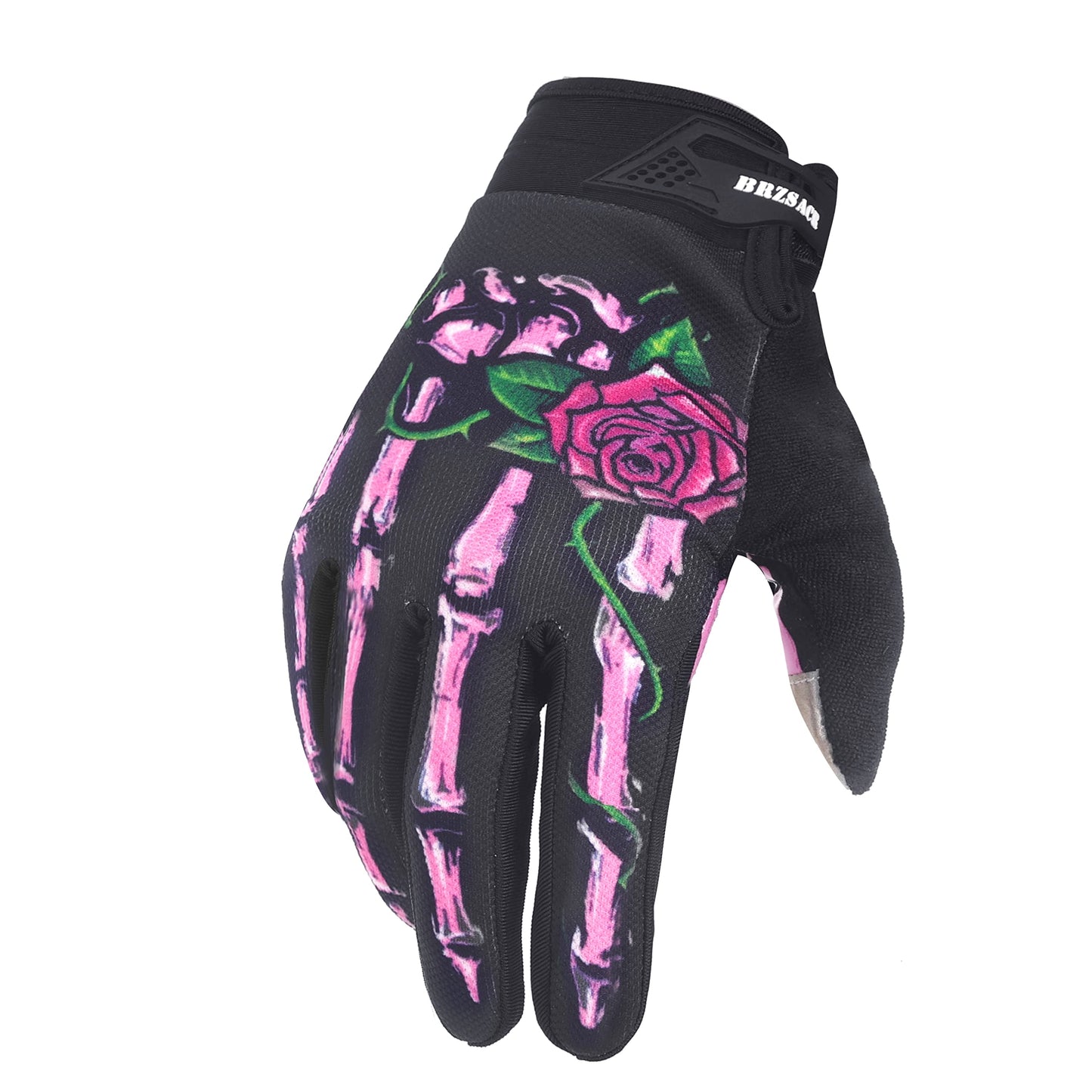 BRZSACR Skeleton Cycling Gloves Motorcycles Gloves Off-Road Vehicle MTB, Bicycle Gloves Shock Absorption Non-Slip Touch Screen Design,for Various Outdoor Sports. (S, Pink)