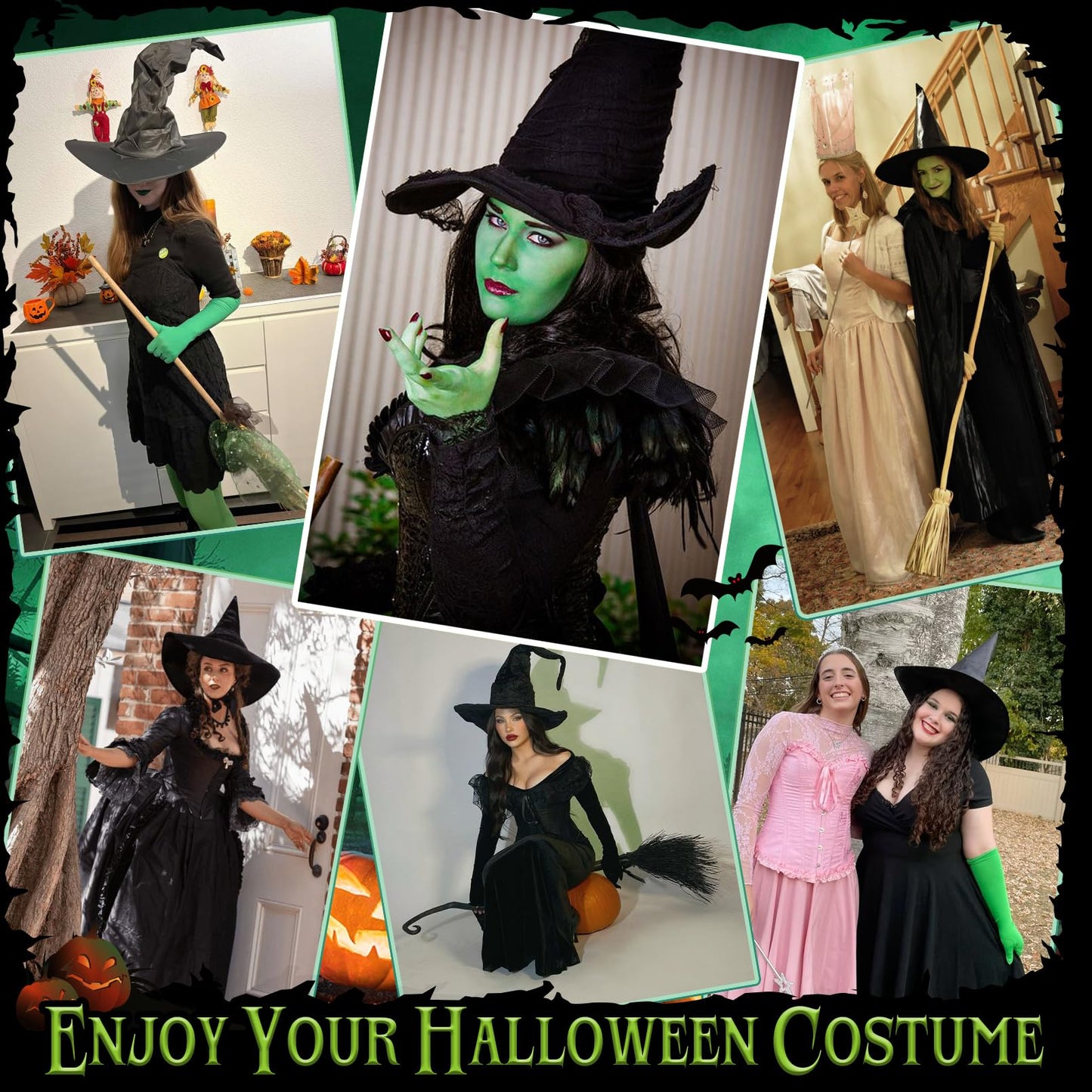 Brikabia Witch Costume for Women Halloween Cosplay with Hooded Cape Witch Hat Gloves Socks Cosplay Props Party Outfits
