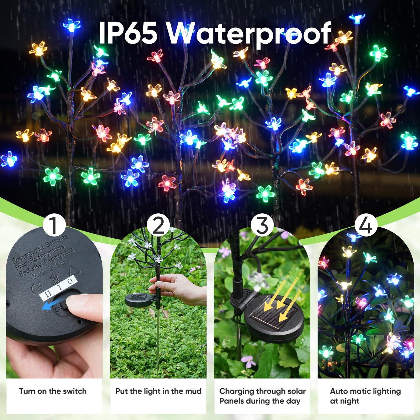 IUEECEN Solar Garden Lights Garden Decor, Solar Flowers Outdoor Decorative,2Pack 40LED Fairy Solar Lights Outdoor Waterproof Outside Yard,Patio,Pathway Decorations,Gardening Gifts for Women Mom