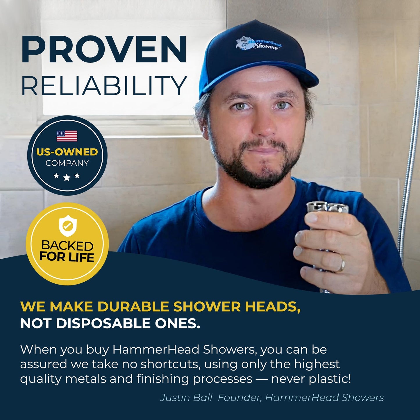 HammerHead Showers Dual Shower Head Combo, 8-Inch Rainfall & 3-Flow Handheld, Chrome, 2.5 GPM