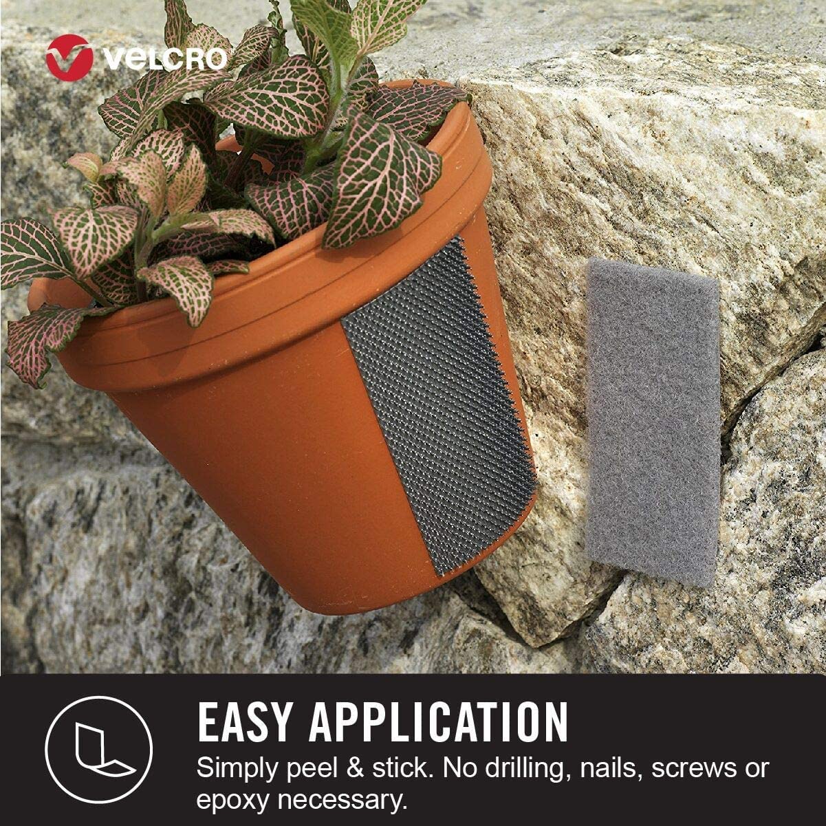 VELCRO Brand Industrial Strength Fasteners | Extreme Outdoor Weather Conditions | Heavy Duty Strength Holds up to 15 lbs | 4 x 2 inch Strips, 3 Sets, Black (VEL-30758-USA)