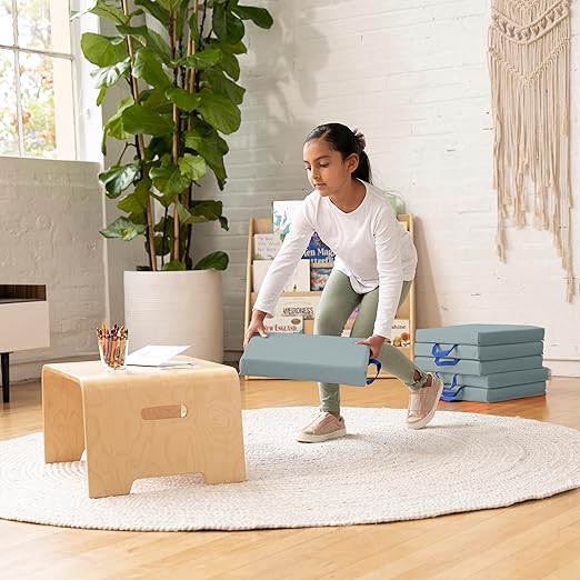 ECR4Kids SoftZone Floor Cushions, Square, Flexible Seating, Grey, 6-Piece