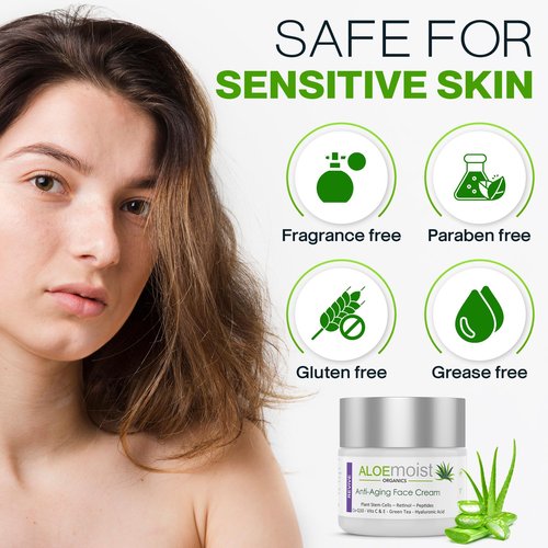 Advanced Retinol Cream for Face: Aloemoist Revive Anti Aging Face Cream for Women & Men Topical Retinoid Wrinkle Repair Day/Night Moisturizer, Organic Retinol Facial Moisturizer for Aging Skin,2 Pack